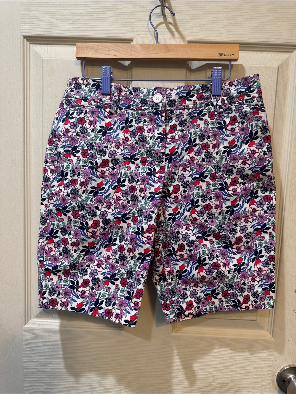 Talbots Petite Floral Shorts in White, Pink, Purple